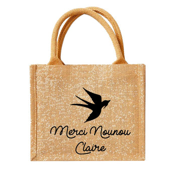 Petit Sac en toile de jute pailleté, Cadeau Maîtresse personnalisé